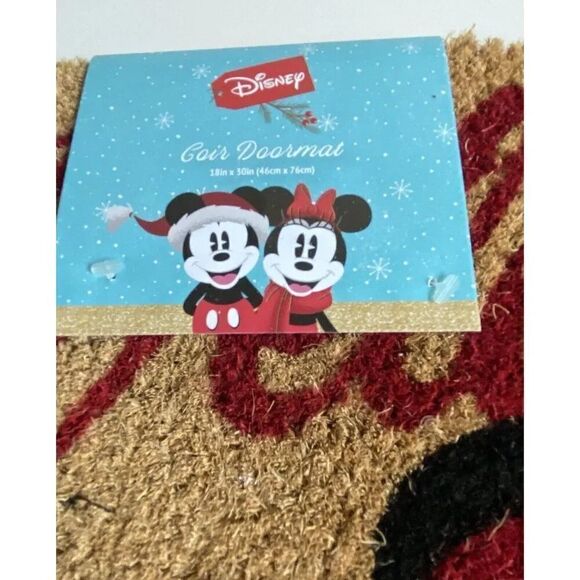 Disney Mickey Minnie Mouse Christmas Holiday  Coir Door Mat 18 X 30” Outdoor NEW - Picture 2 of 8
